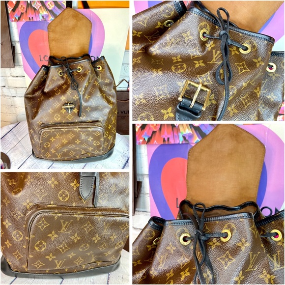 Louis Vuitton Montsouris GM backpack custom dyed black with organizer - Picture 10 of 16